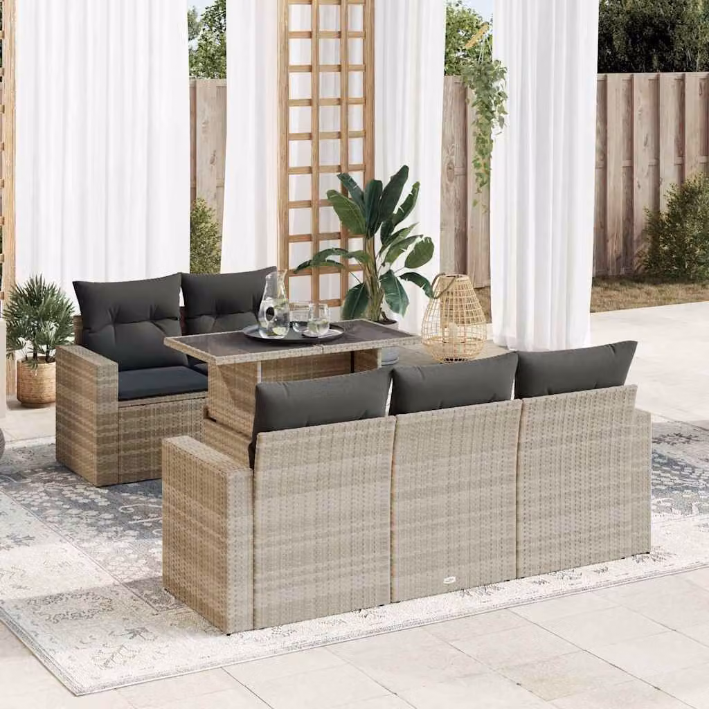 Maison Exclusive - Set Divano da Giardino 6pz con Cuscini Grigio Chiaro Polyrattan