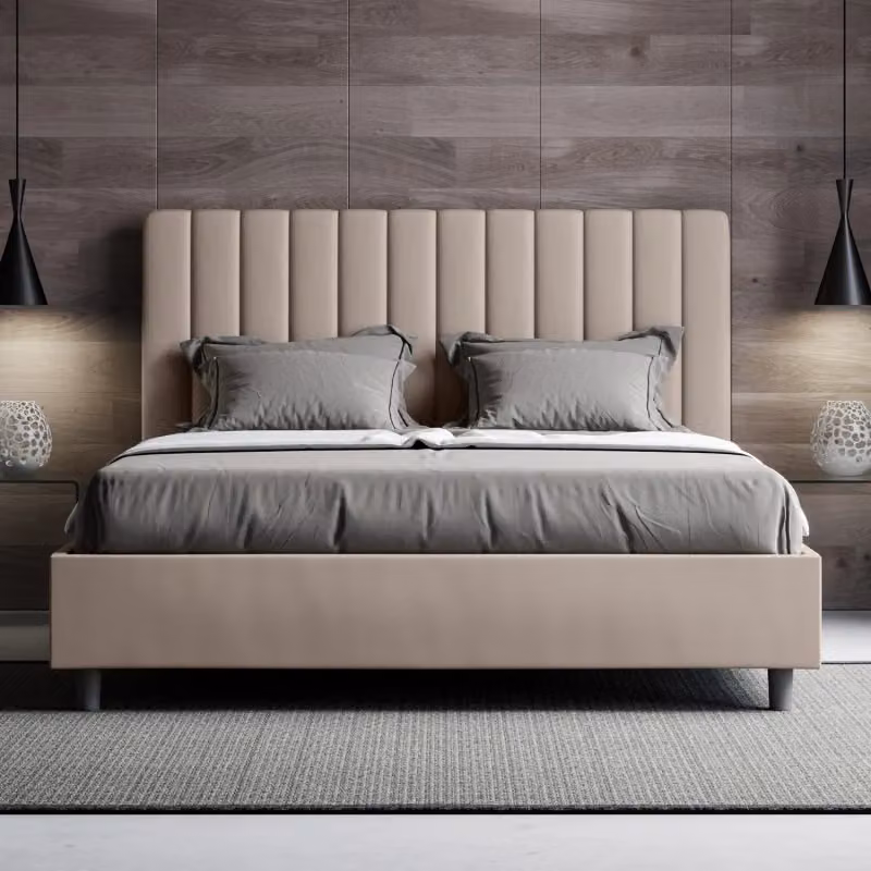 Letto matrimoniale imbottito Agueda Ityhome con contenitore in similpelle e microfibra L/P/H: 220 x 160 x 122 cm – 2