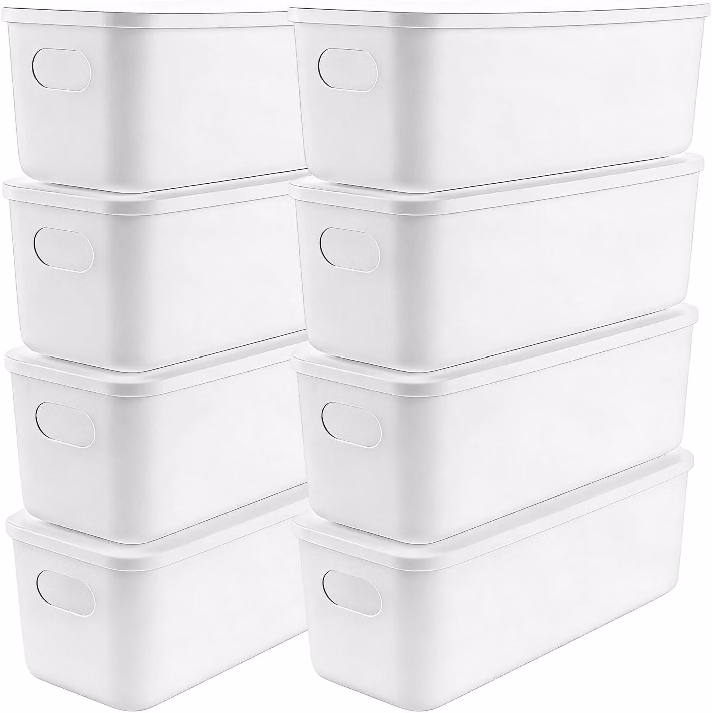 Contenitore con coperchio, dimensioni 28 x 10,5 x 9,5 cm, confezione da 8 pezzi, impilabile, ideale per piccoli spazi