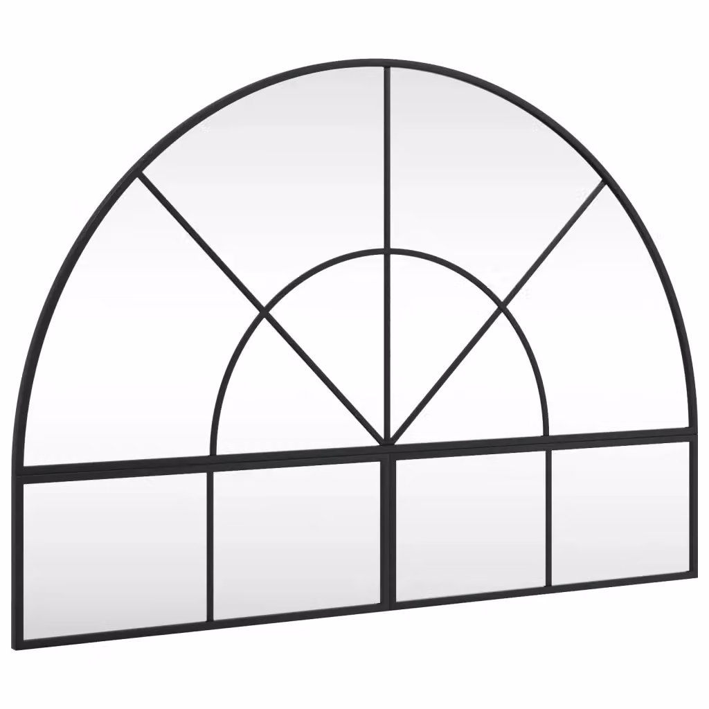Specchio da Parete ad Arco vidaXL in Metallo e Vetro Nero L: 100 cm, H: 70 cm – 2