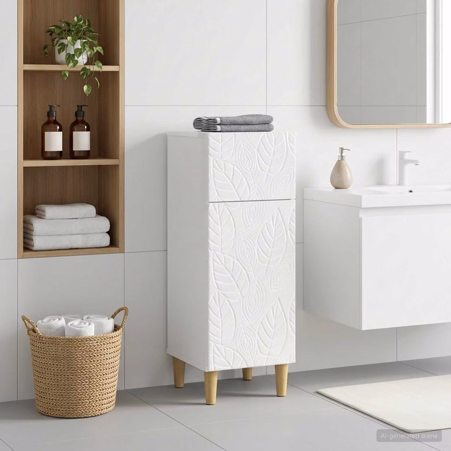 Mobiletto da bagno vidaXL DELFT moderno bianco lucido L/P/H: 30 x 31 x 80 cm