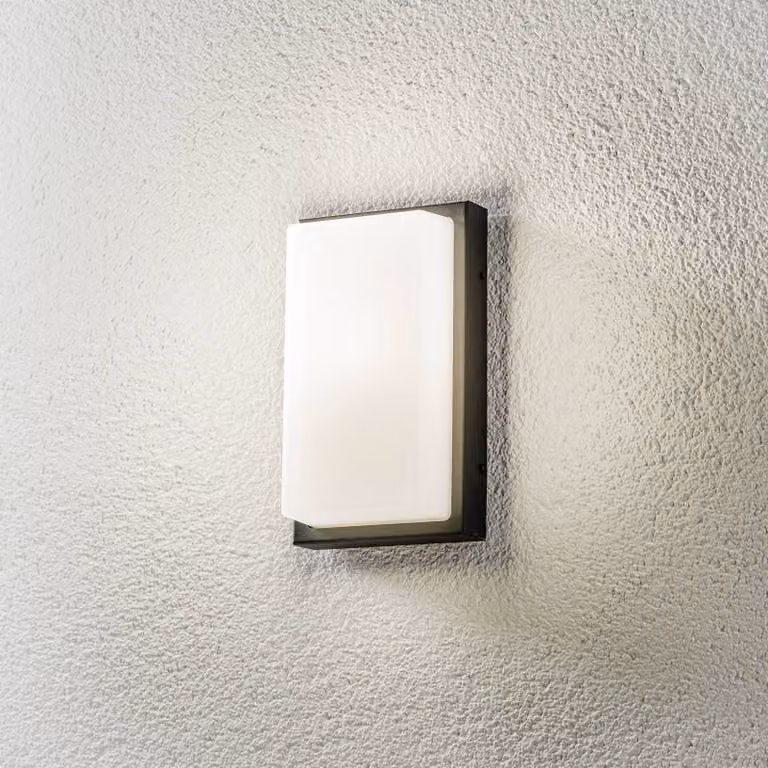 LCD Applique da esterno Babet E27 con sensore Babett, Nero, Alluminio, Moderno