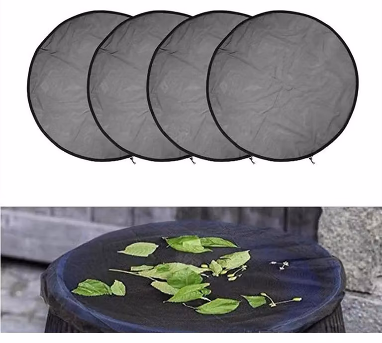 Contenitori per rifiuti da esterno, rete, confezione da 4 pezzi, con cordoncino, protezione da foglie e insetti, diametro 60 cm