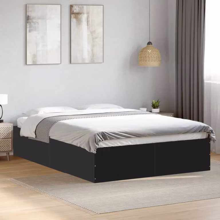 Giroletto moderno vidaXL in legno nero con doghe fisse L/P/H: 200 x 120 x 35 cm