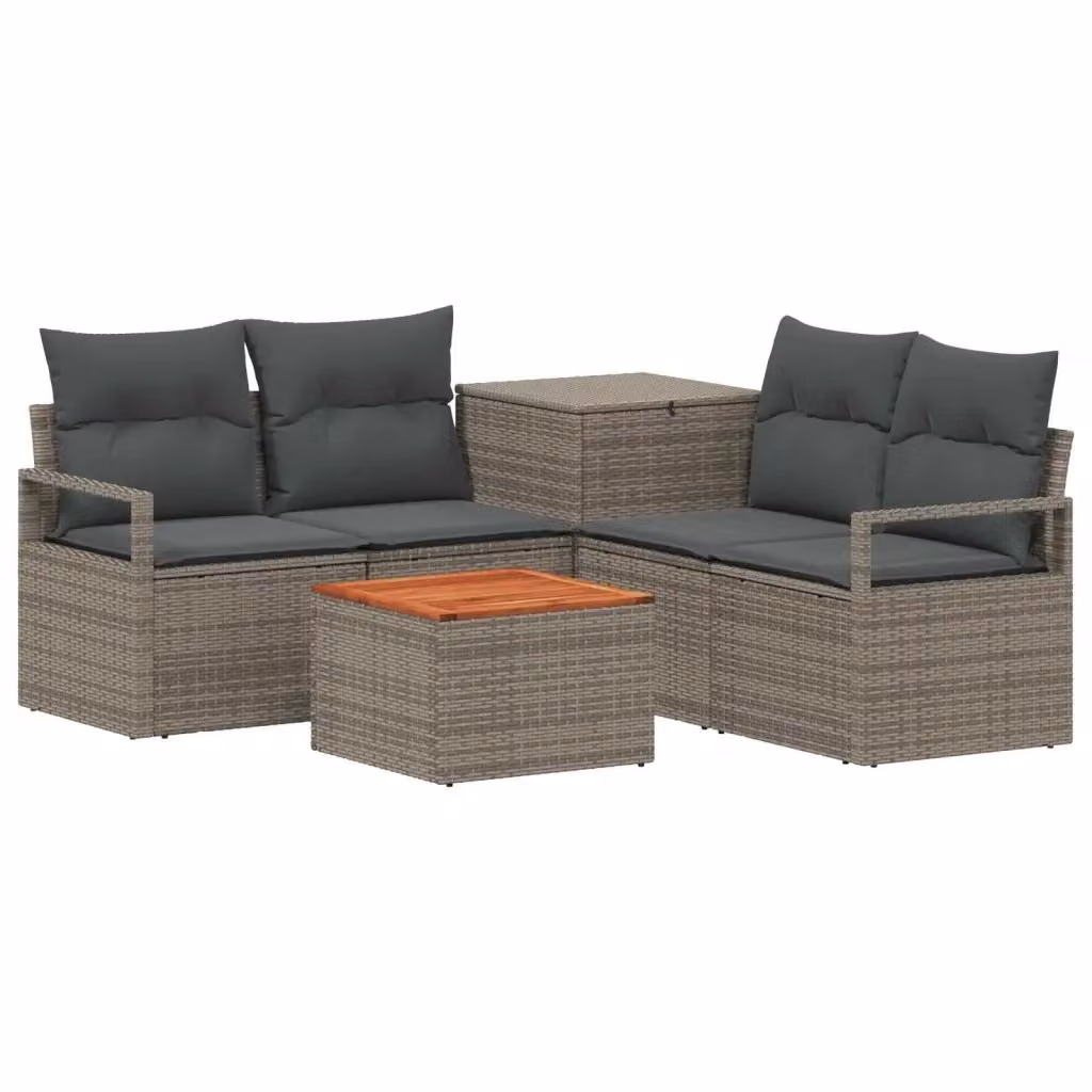 Set di divani da giardino a L vidaXL in polyrattan grigio e antracite con cuscini e tavolino da caffè incluso – 2