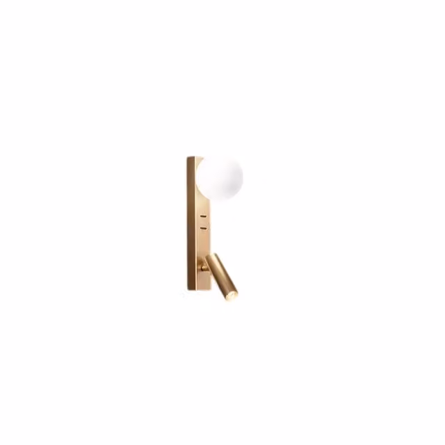 Applique da Comodino Fog Perenz con USB e USB-C, Sfera in Vetro Bianco e Corpo Orientabile Oro – 1