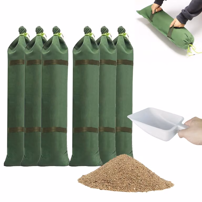 Sacchi di sabbia 6 pezzi, dimensioni 90x20 cm - Resistenti ai raggi UV - Riutilizzabili - Impermeabili - Sacchi di sabbia per prevenire inondazioni - Realizzati in tela resistente agli strappi - Sacchetti impermeabili