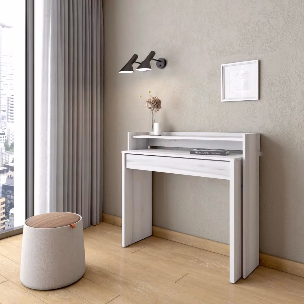 Scrivania moderna estensibile Skraut Home in bianco, L: 100 cm, P: 90 cm, H: 35 cm – 2