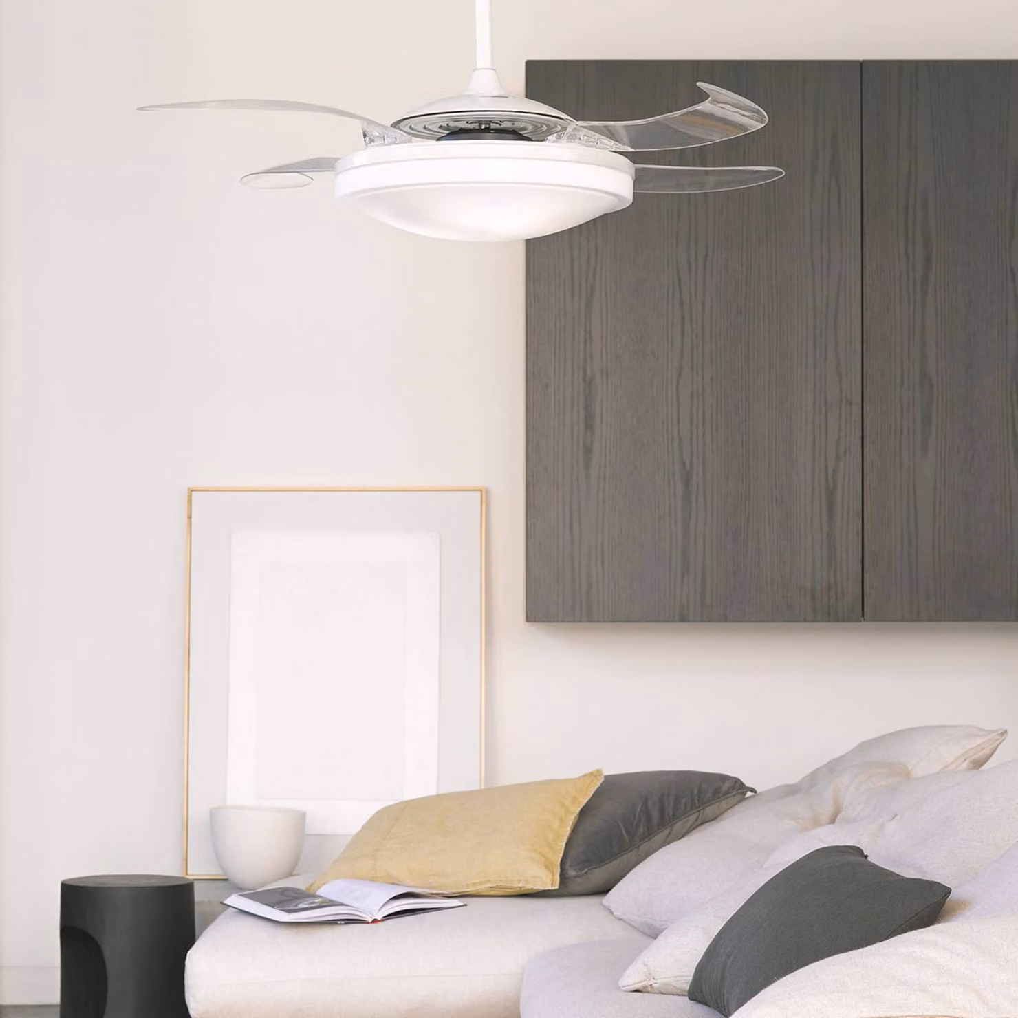 Beacon Lighting Ventilatore da soffitto LED Fanaway Evo 1 bianco 121 cm silenzioso LED, dimmerabile, Chiaro / Trasparente, Soggiorno / Sala da pranzo, Plastica, Design