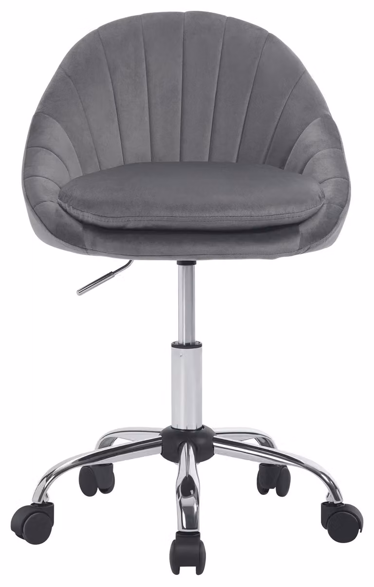 Sedia da ufficio - Sedia per parrucchieri/estetista - Ergonomica - Regolabile in altezza - Girevole - Con rotelle - Imbottita - Velluto grigio scuro