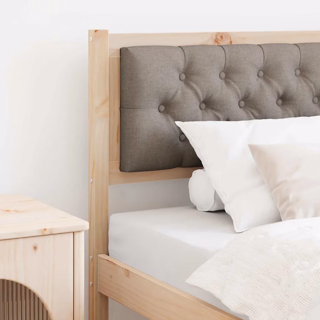 Testiera per letto imbottita vidaXL in legno di pino massello, colore marrone, beige e grigio