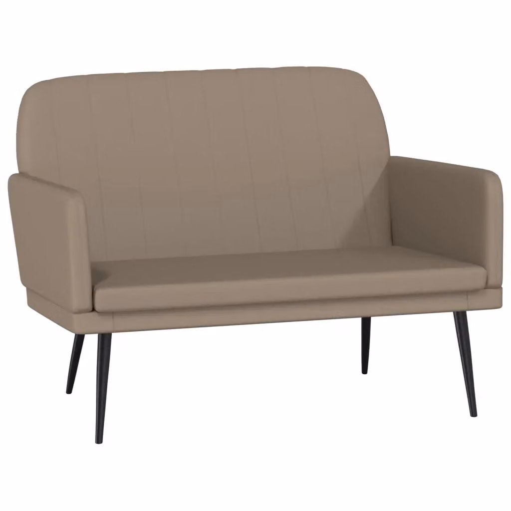 Panca moderna vidaXL in similpelle beige con braccioli e struttura in metallo L: 107 cm, P: 80 cm, H: 81 cm – 2