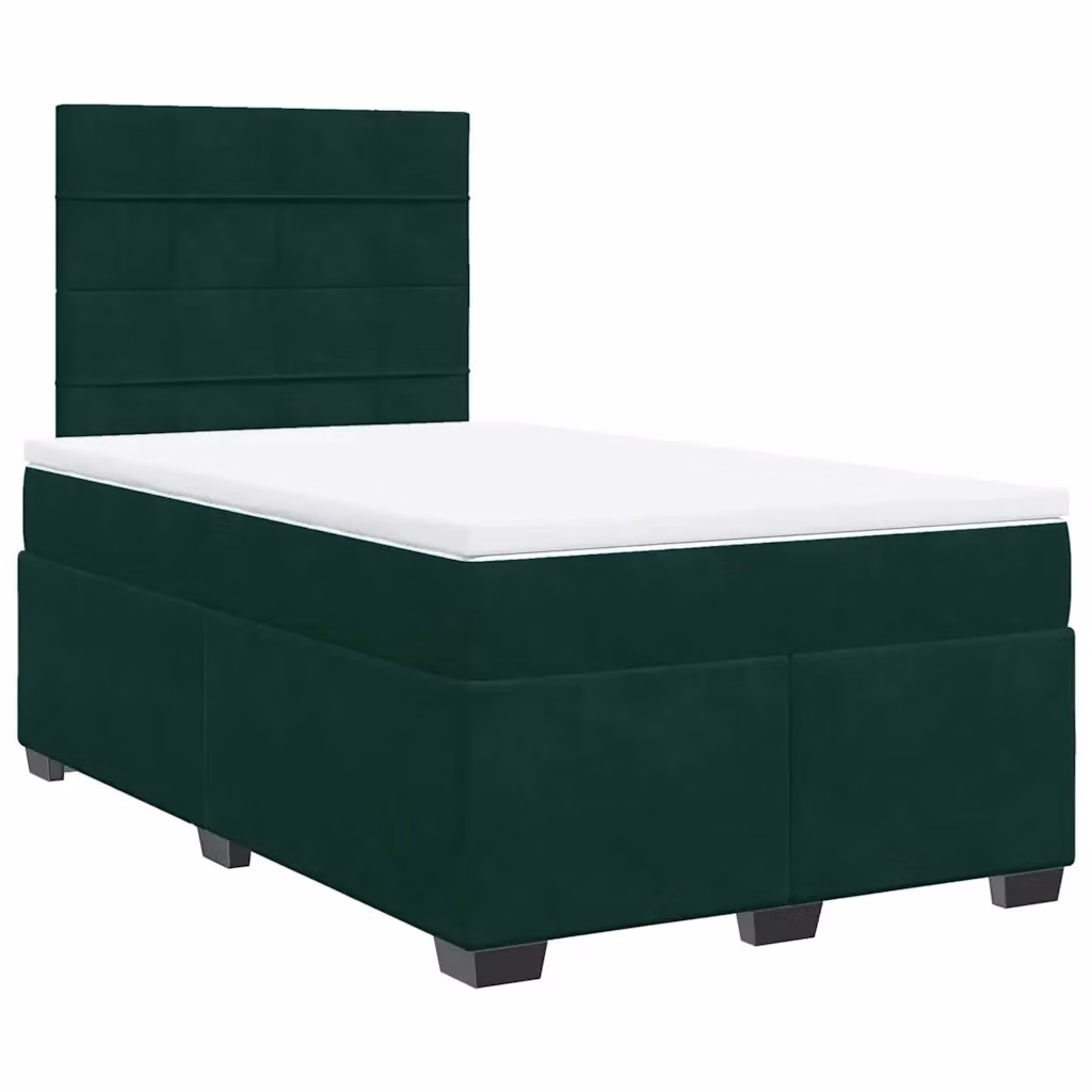 Letto Ibrido vidaXL con Materasso e Struttura in Velluto Verde e Bianco L/P: 120 x 190 cm – 2
