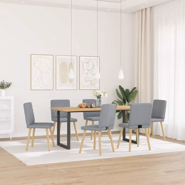 Sedie da Pranzo 6 pz | Sedie da cucina Grigio Chiaro in Tessuto