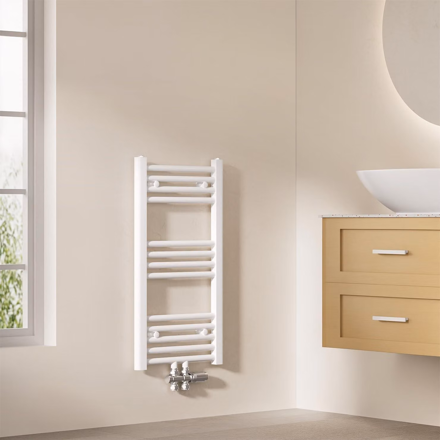 Radiatore elettrico da bagno, dimensioni 75 x 40 cm, asciugamano, ideale per piccoli bagni, colore bianco, 244W