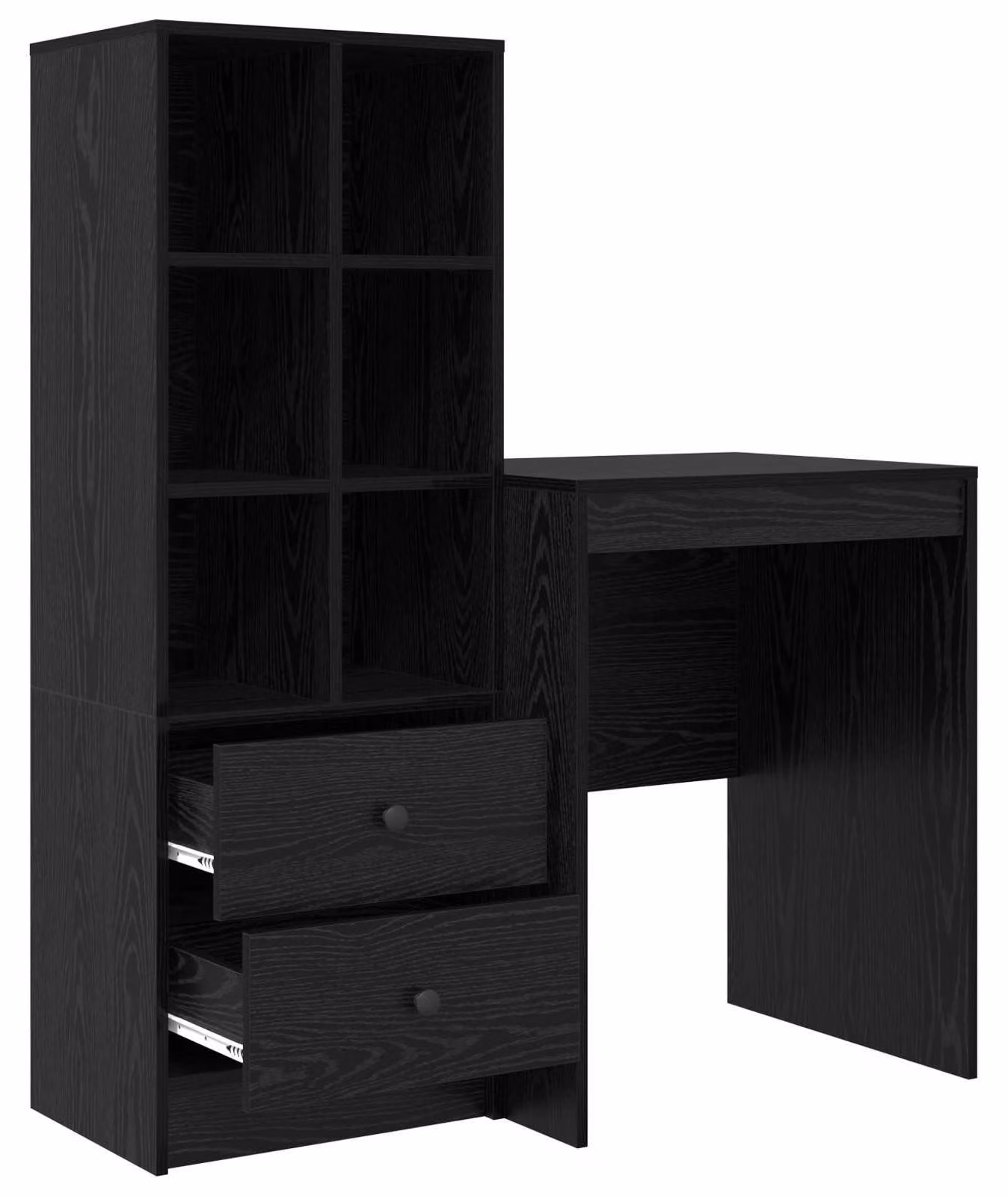 Scrivania con cassetto con lo scaffale 2 pcs Rovere Nero