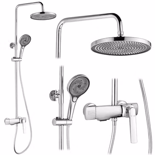 Rea - Set Doccia Rebel Chrome Sistema Doccia In Ottone Per Bagno (Chrome) 50x25x135,5cm