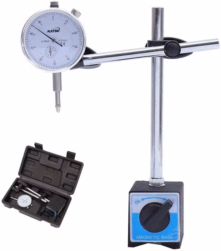 Misuratore di profondità da 0 a 10 mm con base magnetica, fornito in custodia