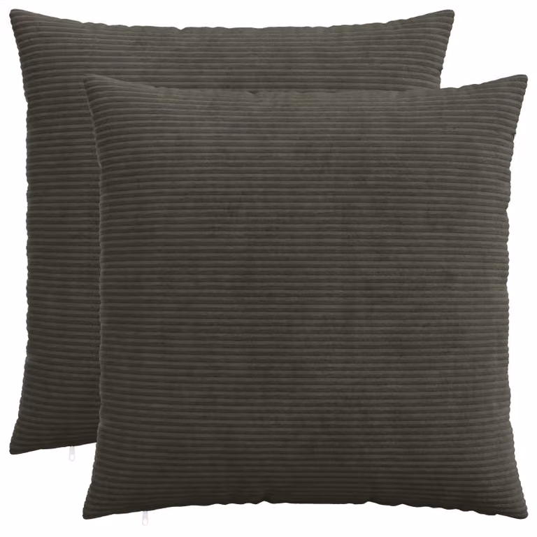 Set di 2 federe vidaXL HEERLEN in velluto a coste, colore antracite, L 60 cm x P 60 cm