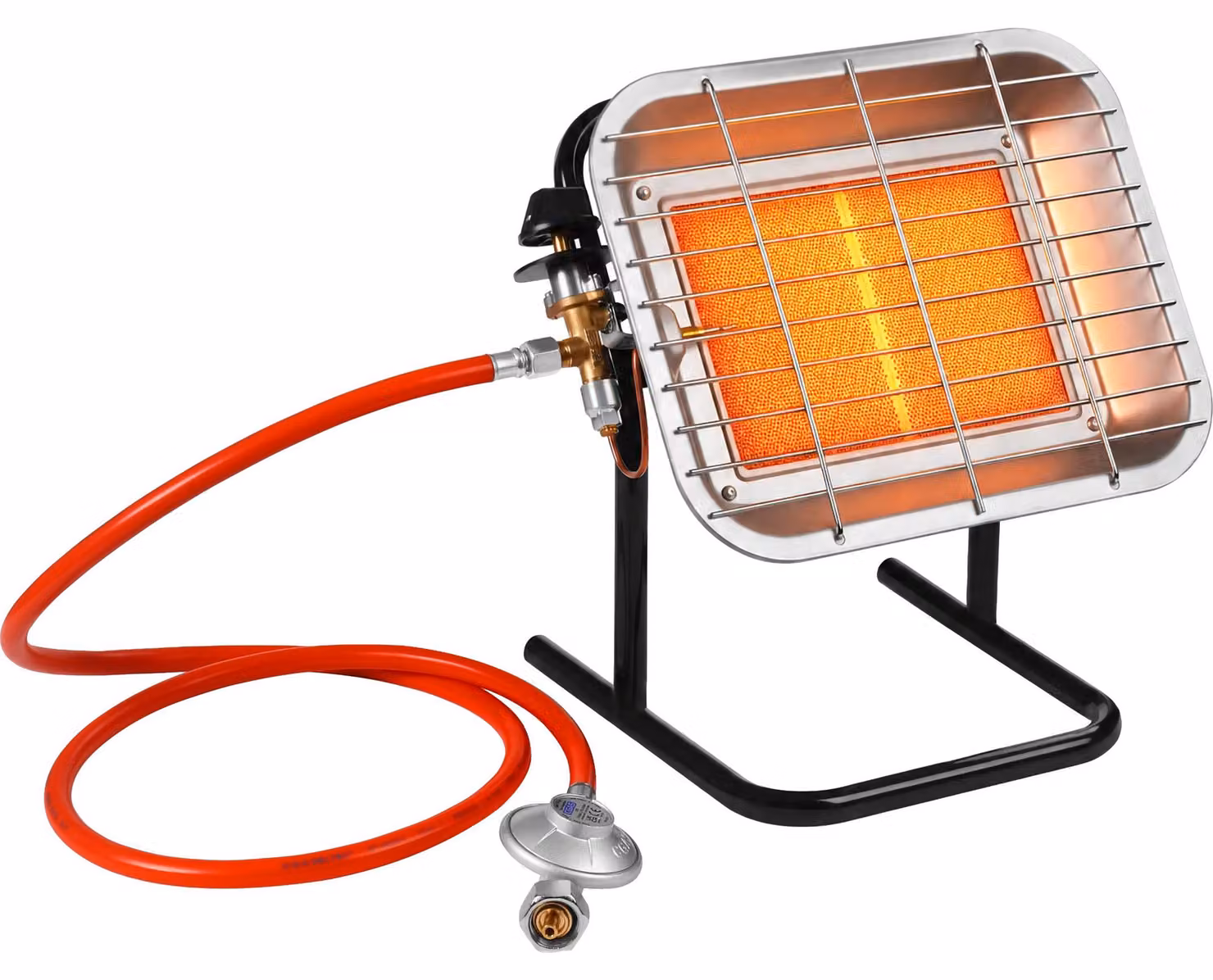 KRAFT&DELE | Riscaldatore industriale, 4,5 kW, con tubo per propano e regolatore di pressione da 50 mbar, riscaldatore a gas, riscaldatore ad aria