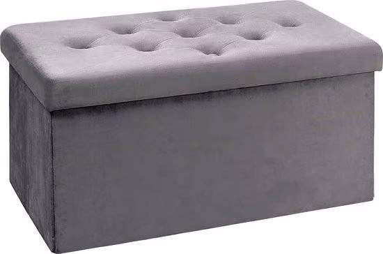 Panca imbottita Famanu con spazio contenitore - sgabello pieghevole in velluto, 76 x 38 x 38 cm (grigio)