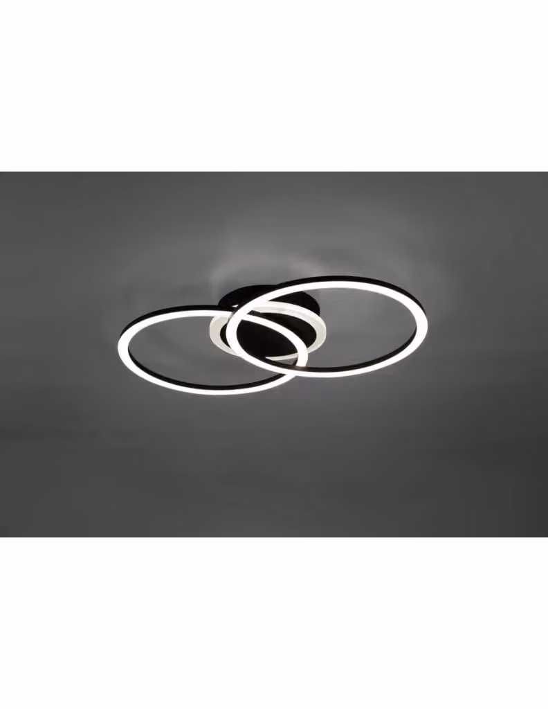 Plafoniera Venida Trio Leuchten con Doppio Cerchio LED Nero Dimmerabile L50 cm – 2