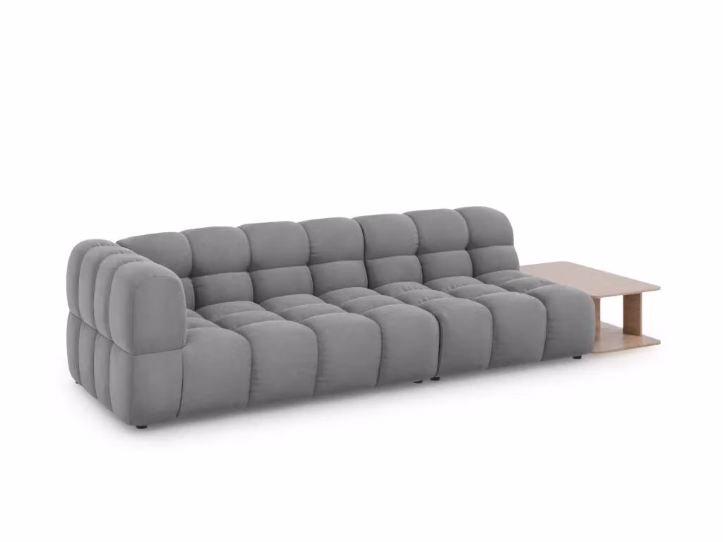 Divano modulare Sky di Cosmopolitan Design, modello a L con 4 posti, rivestimento in velluto grigio chiaro, L/P/H: 297 x 174 x 85 cm – 2