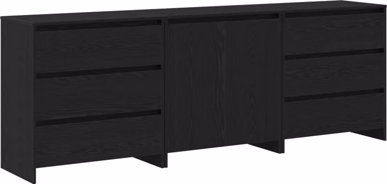 Credenza 3 pcs Nero 70 x 41 x 75 cm Legno multistrato