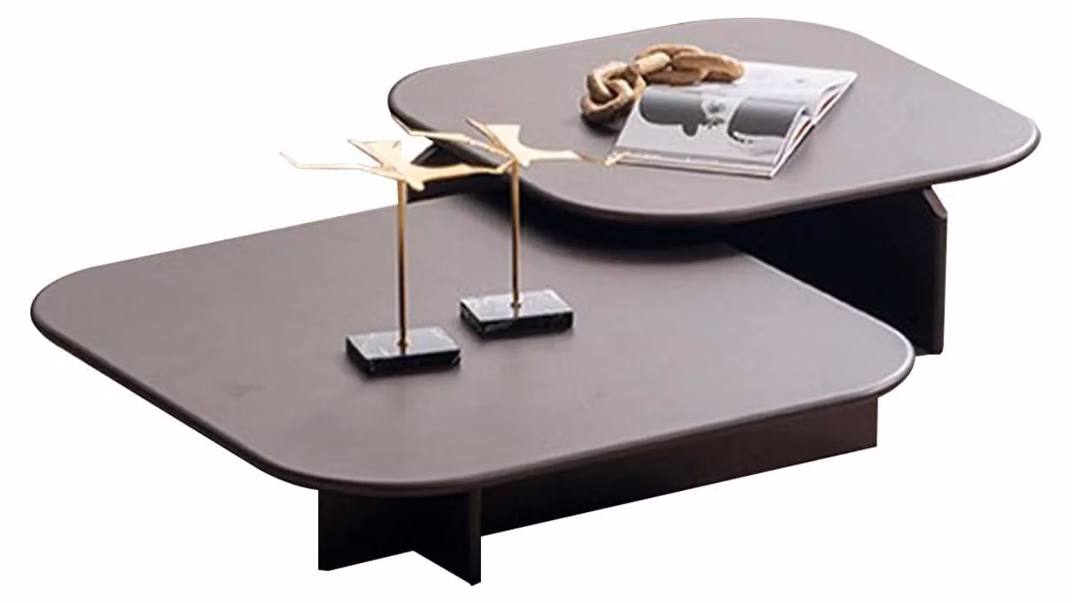 Moderner Brauner Couchtisch Exklusiver Satztisch Wohnzimmer Tische