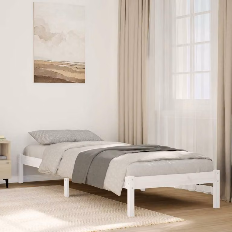 Letto extra lungo vidaXL in legno di pino bianco con doghe fisse L/P: 200 x 80 cm