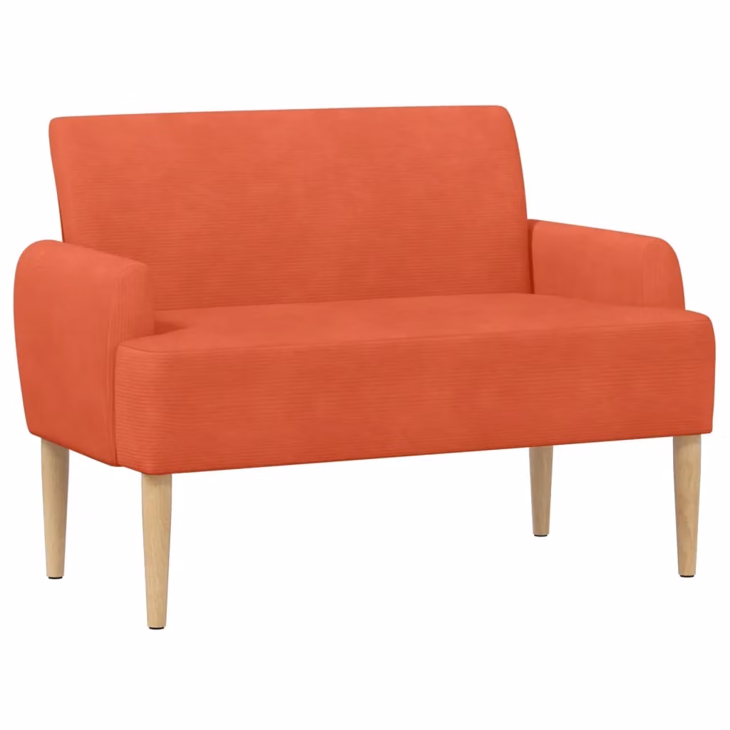 Loveseat moderno vidaXL con bottoni imbottiti in tessuto Rosso Arancio L: 116 cm, P: 67 cm, H: 81 cm – 2