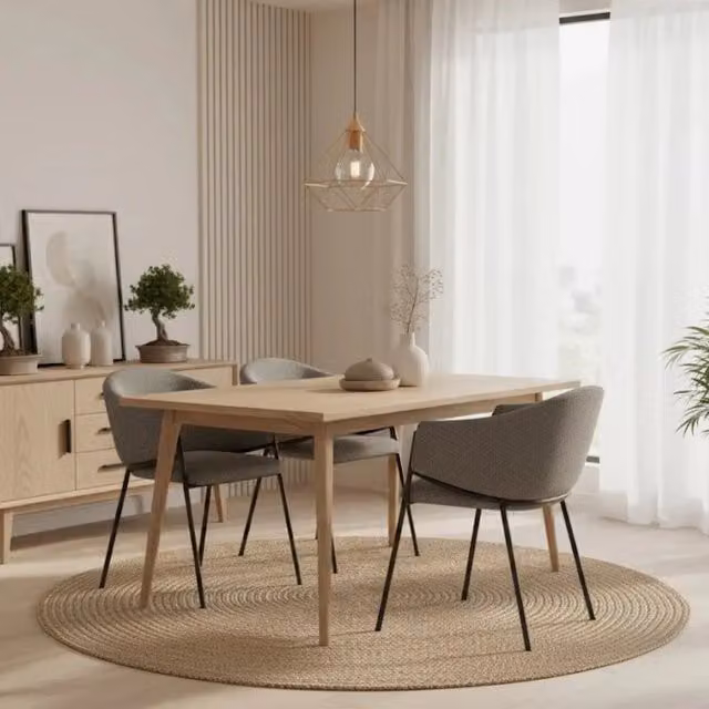 Set di 2 sedie da pranzo imbottite in tessuto grigio Duna con struttura in metallo facili da pulire | Duzzle