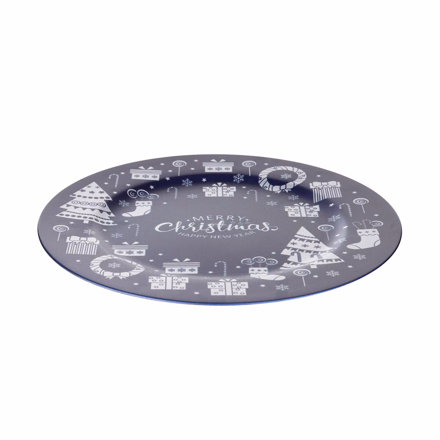 Sottopiatto natalizio Kasanova blu e argento con decoro grafico rotondo, diametro 33 cm – 2