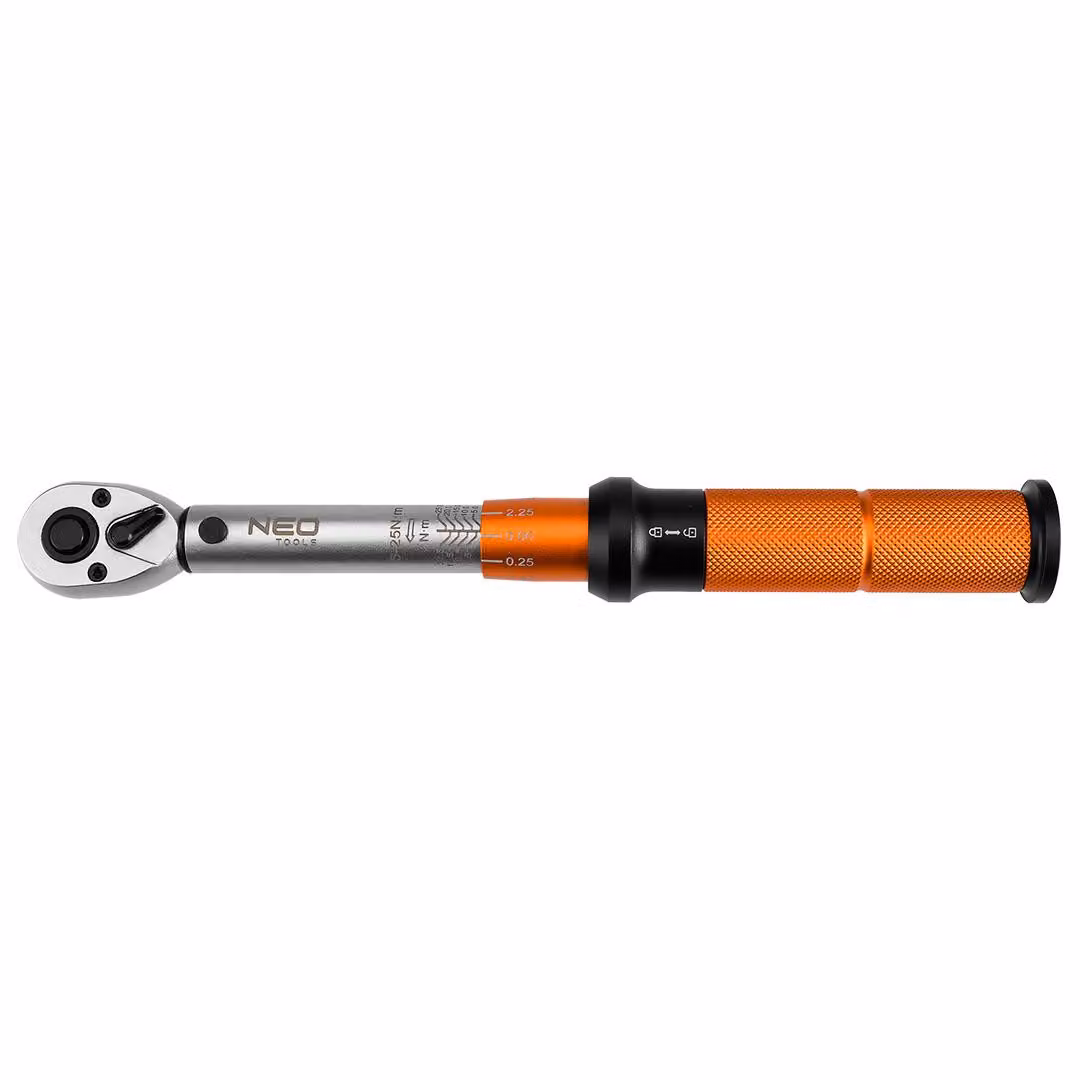 NEO TOOLS chiave dinamometrica 1/4" lunghezza 25 cm; acciaio al CrV; intervallo di regolazione della coppia: 5-25 Nm; per il servizio pneumatici e il servizio auto
