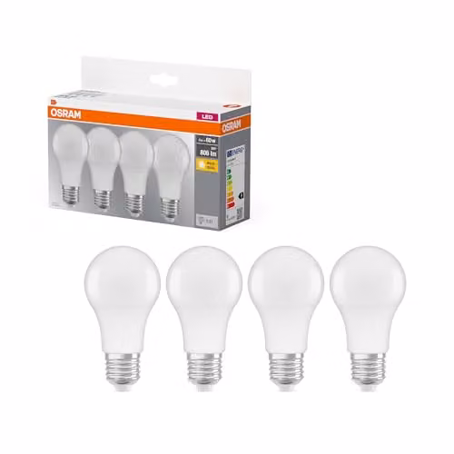 Osram Lampadina Led E27 60W 2700K Goccia Satinata - 4 pezzi