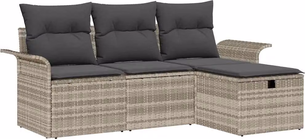 Set Divano da Giardino con cuscino 4 pcs Poly Rattan