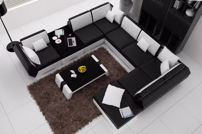 Ledersofa mit USB,Couch Sofagarnitur Ecksofa Eck Garnitur Design Modern Sofa