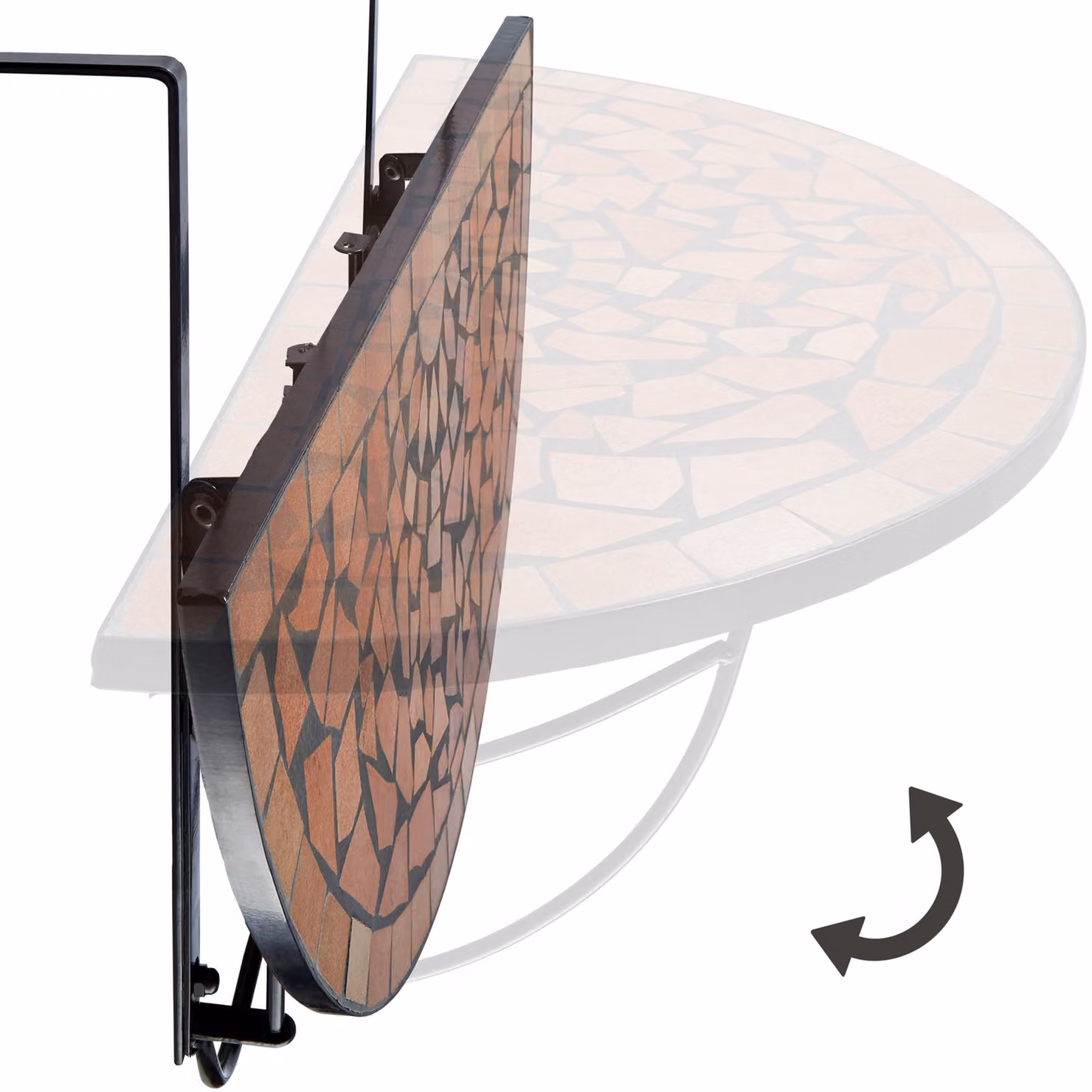 Tavolino da balcone a ribalta TecTake con decorazione a mosaico multicolore e finitura terracotta L: 75 cm, P: 65 cm, H: 62 cm – 2