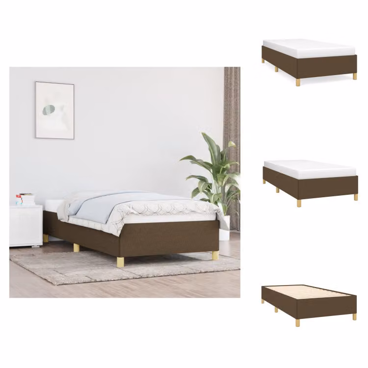 vidaXL Struttura letto in tessuto marrone scuro 90x190 cm - Letti e strutture letto