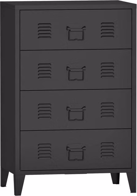 Cassettiera en.casa in metallo con 4 cassetti stile industrial nero opaco H 92 x L 80 x P 40 cm