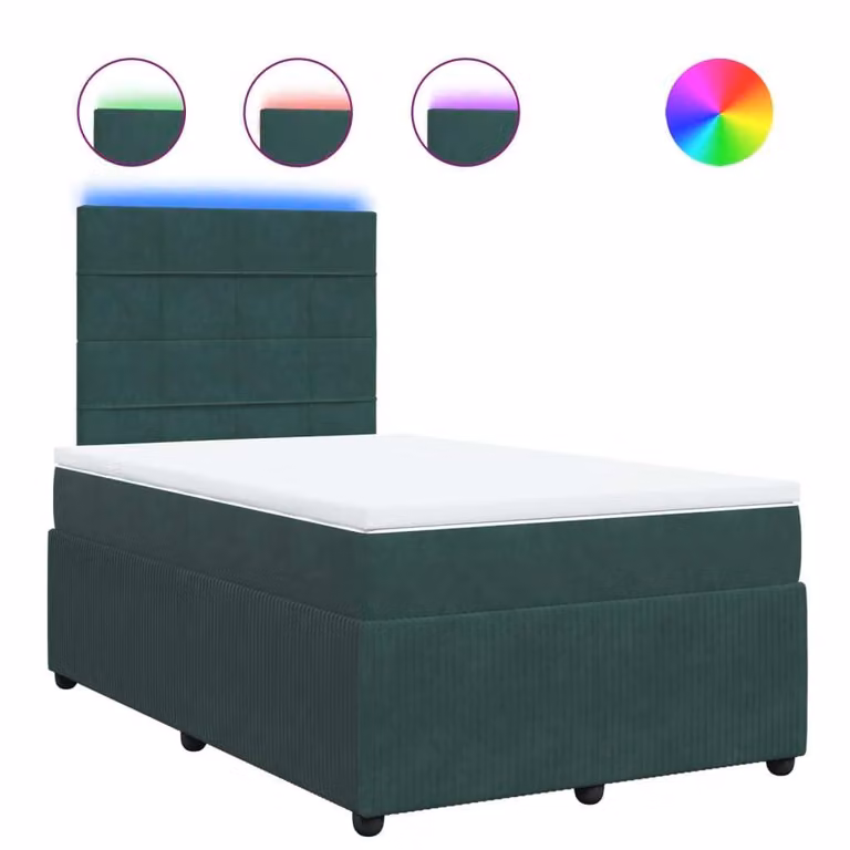 Giroletto a Molle con Materasso Verde Scuro 120x190 cm Velluto