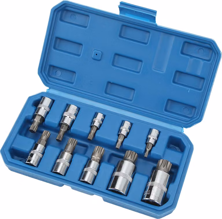 Set di 10 chiavi a bussola con punta quadrata tripla, resistenti all'usura, precise, portatili, molto robuste per l'auto