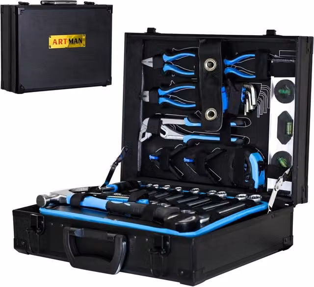 Set Attrezzi Riparazione Combinato, 247 Pezzi, Kit Base Fai-da-te Universale per Lavori Meccanici