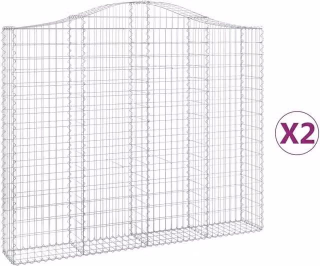 Cesti Gabbioni ad Arco 2 pz 200x30x160/180 cm Ferro Zincato