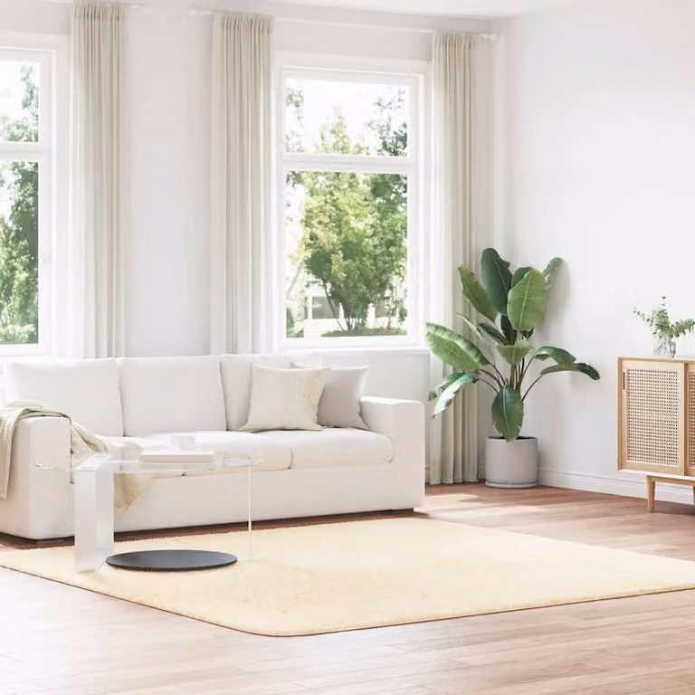 Tappeto Shaggy a Pelo Lungo vidaXL NAVARRA Crema Beige L/P: 240 x 240 cm in Poliestere