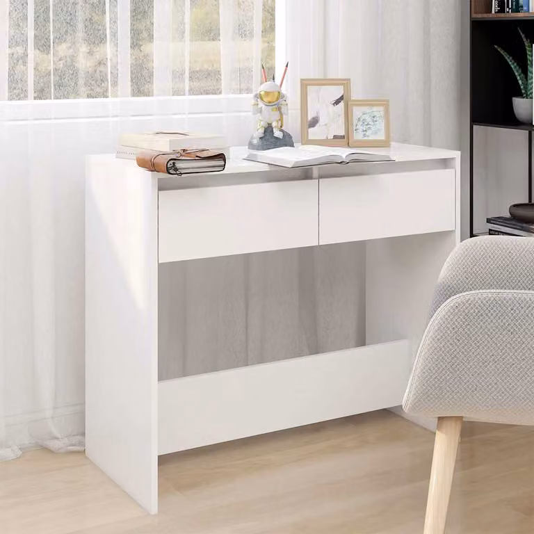 vidaXL Tavolo Consolle Bianco in Legno e MDF L: 89 cm, P: 41 cm, H: 76,5 cm