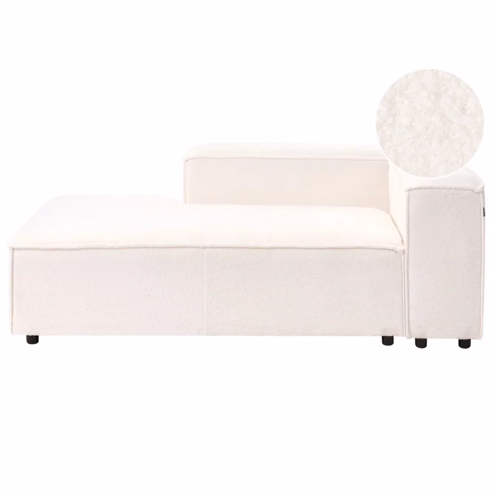 Chaise Lounge BELIANI lato destro in tessuto bouclé bianco con struttura in legno, stile moderno per soggiorno L/P/H: 180 x 119 x 68 cm – 2