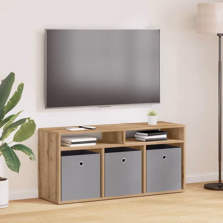 Lowboard moderno vidaXL in rovere color marrone L: 102 cm, P: 32 cm, H: 48,5 cm