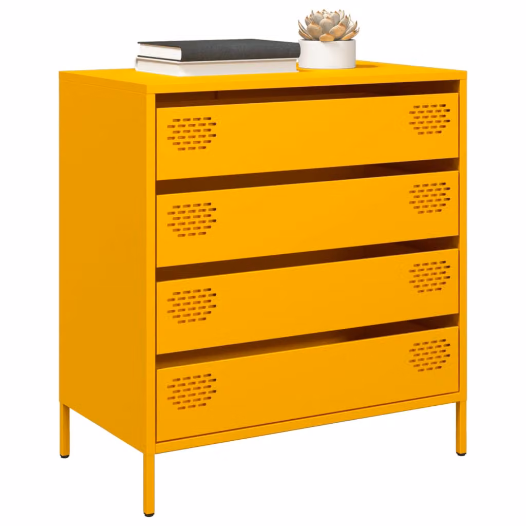 vidaXL Credenza Moderna in Metallo Gialla L: 68 cm, P: 39 cm, H: 73,5 cm