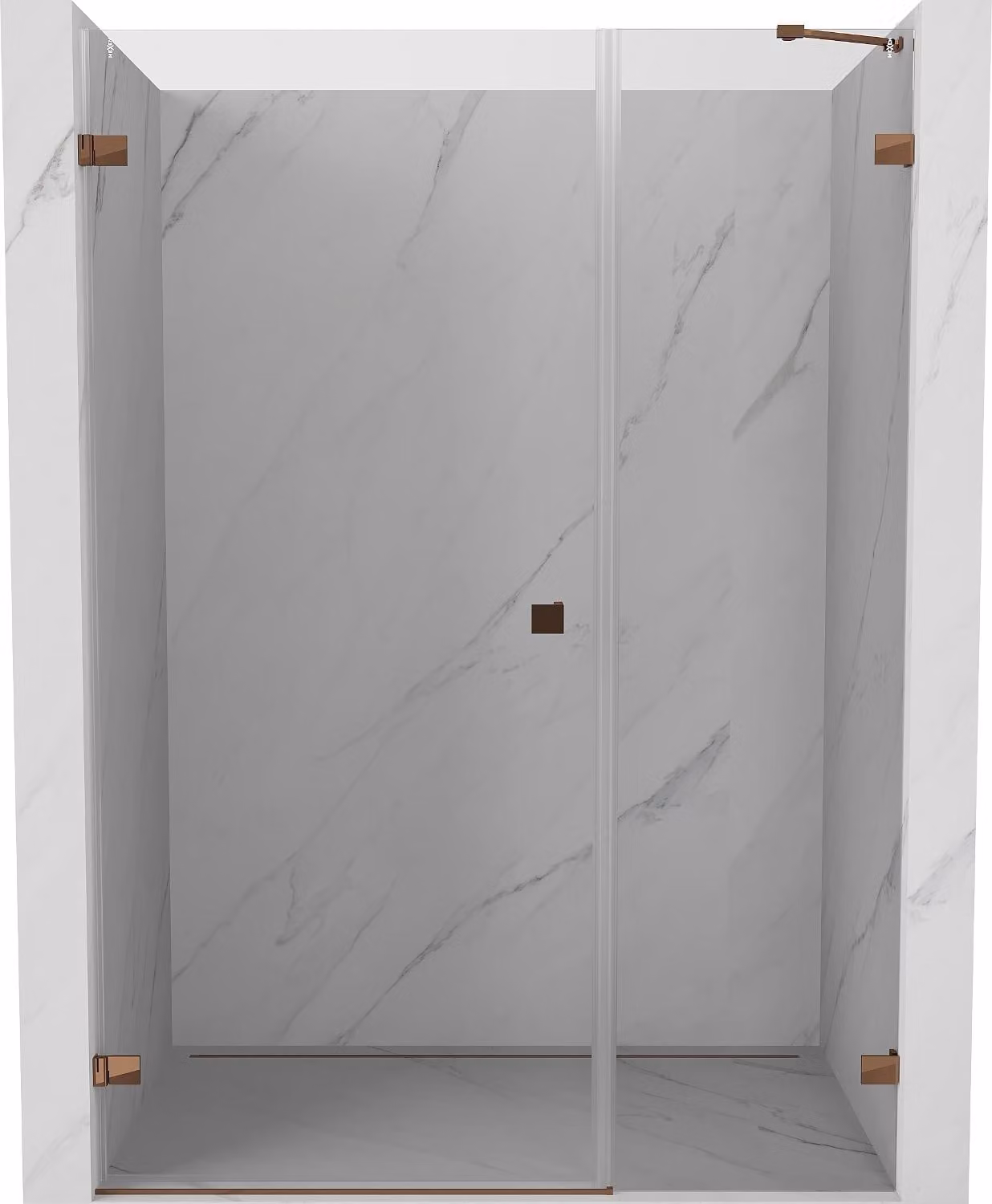 Mexen Lunar-B porta doccia a battente sinistra 115 cm, trasparente, oro rosa - 832S-115-050-60-00-L